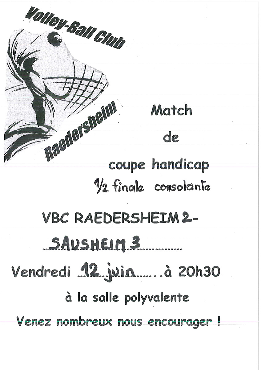 Volley-Ball : VBC Raedersheim 2 – Sausheim 3